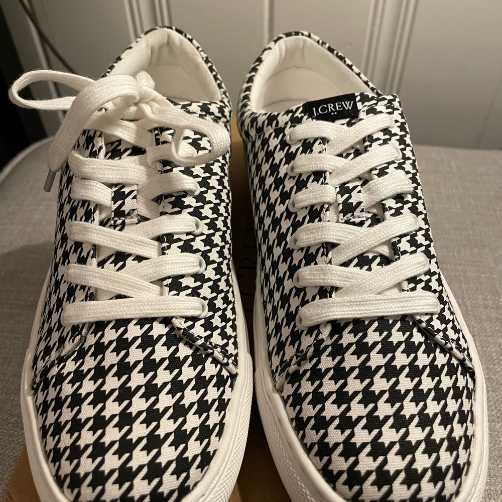 J. Crew Brand New in Box Road Trip Canvas Houndstooth Sneakers